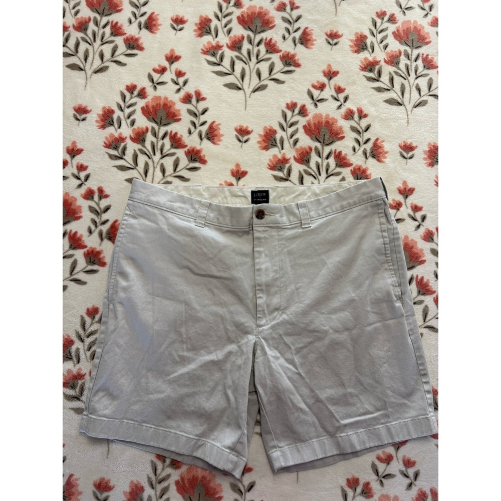 J.Crew Mens 7 Inch Inseam Chino Shorts Size 35 Light Gray Stone Cotton Twill